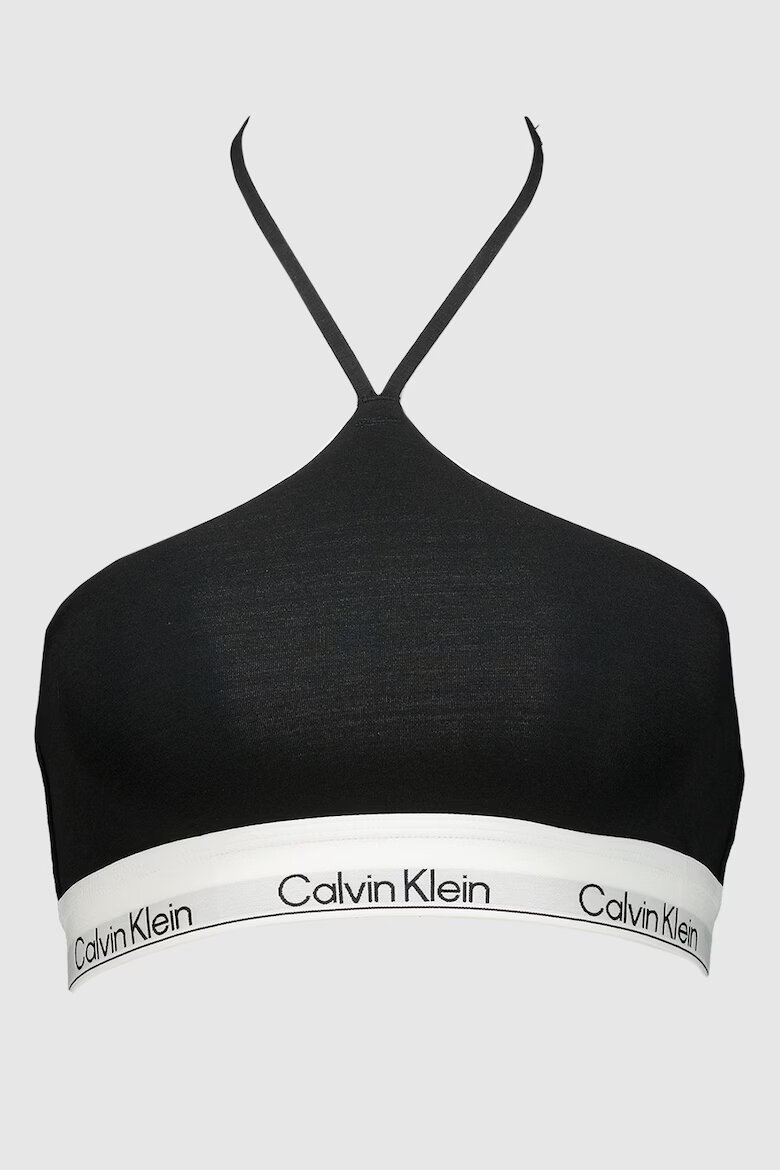 CALVIN KLEIN Бюстие с модал с деколте халтер Бял/Черен