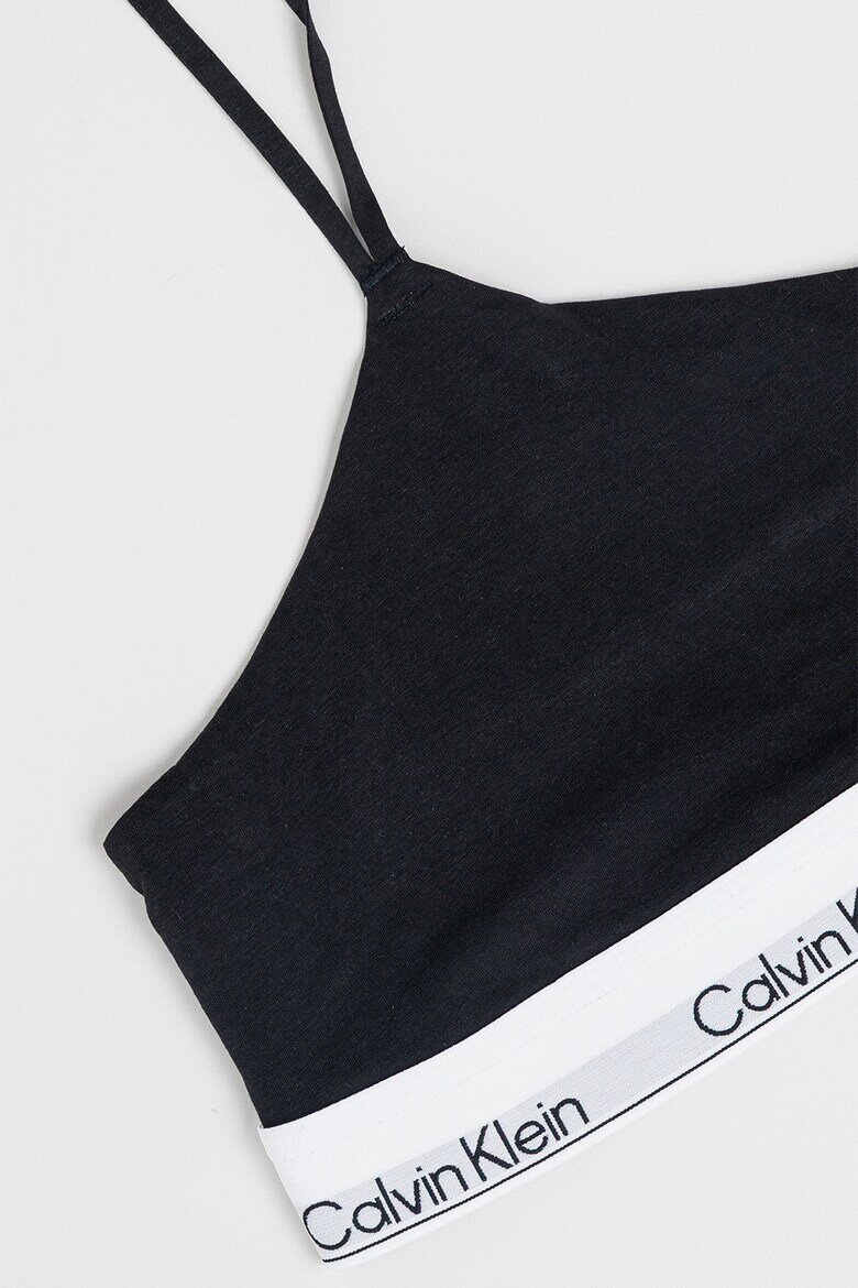 CALVIN KLEIN Бюстие с модал с деколте халтер Бял/Черен