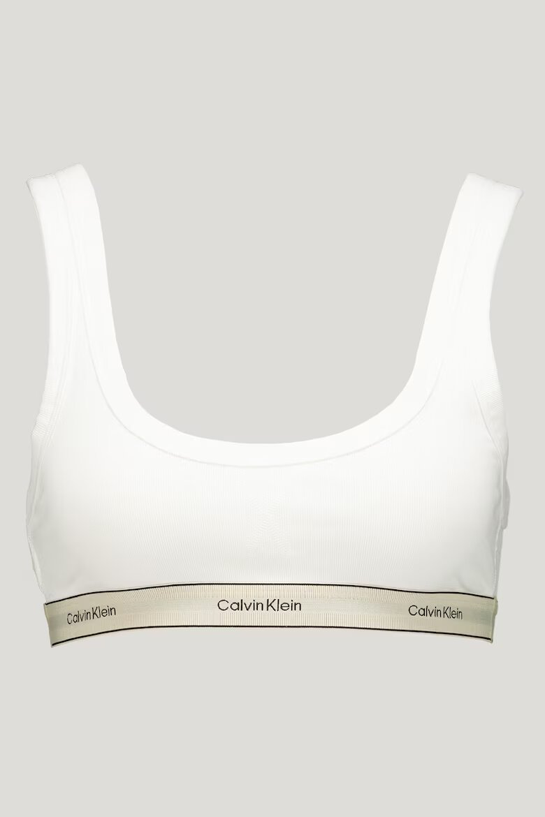 CALVIN KLEIN Бюстие с памук с лого Бял/Светло сив