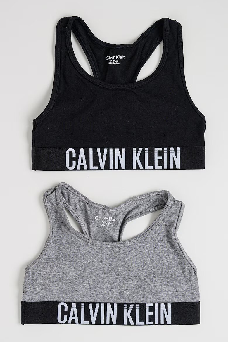 CALVIN KLEIN Бюстиета с лого- 2 броя Черен/Сив меланж