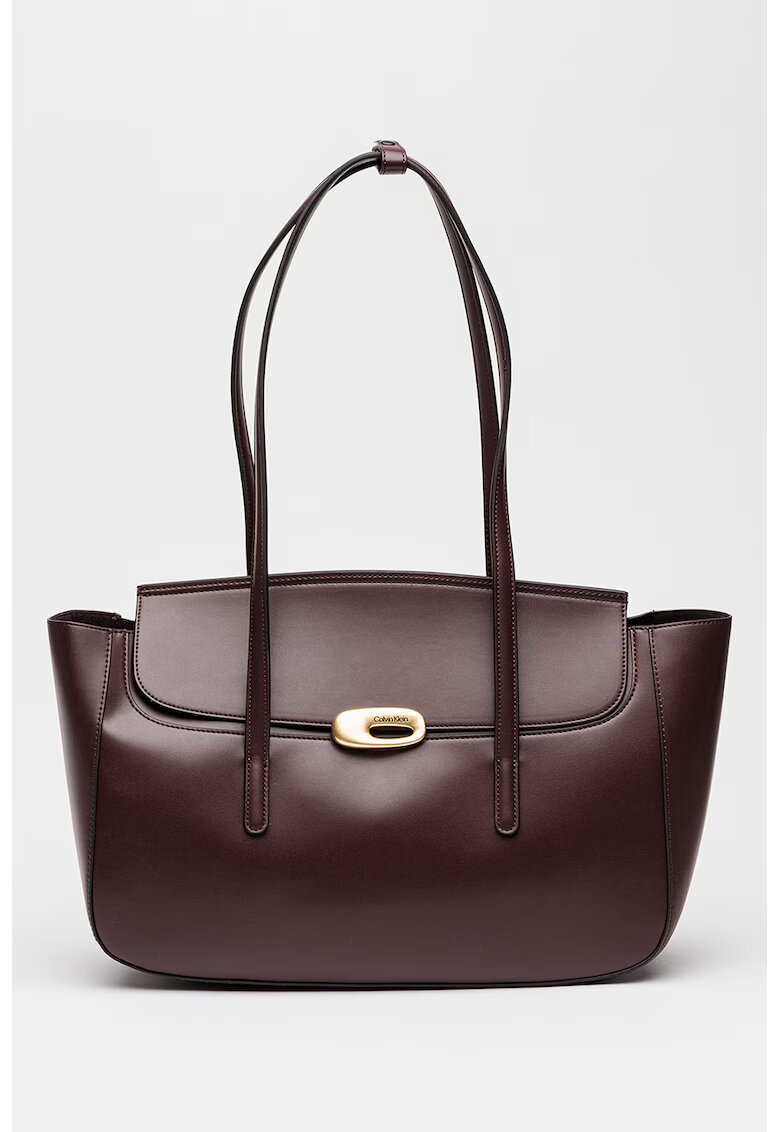 CALVIN KLEIN Чанта Tote от еко кожа с метален детайл - Тъмновиолетов