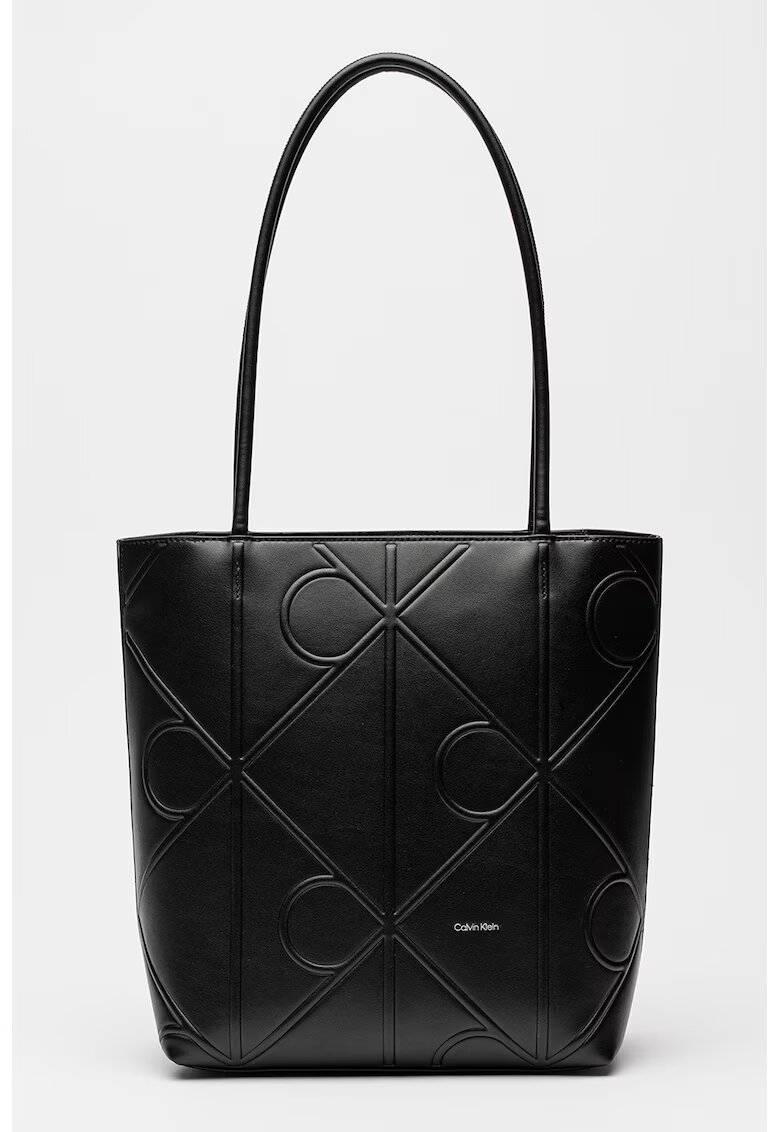 CALVIN KLEIN Чанта Tote с монограми - Черен