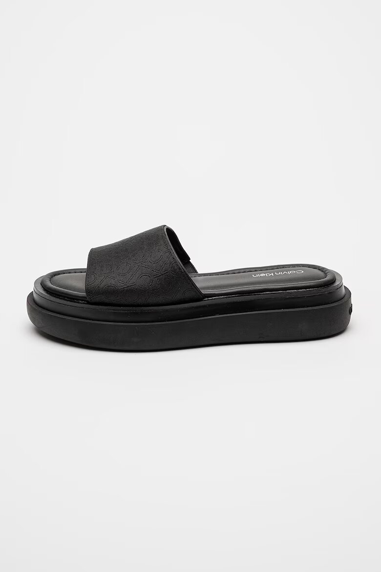 CALVIN KLEIN Чехли с равна платформа и монограм Черен