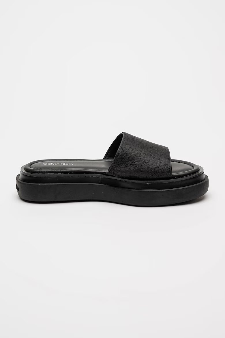 CALVIN KLEIN Чехли с равна платформа и монограм Черен