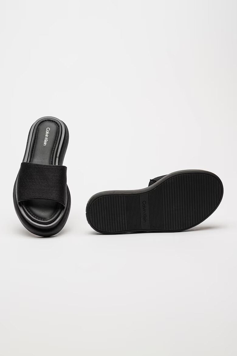 CALVIN KLEIN Чехли с равна платформа и монограм Черен