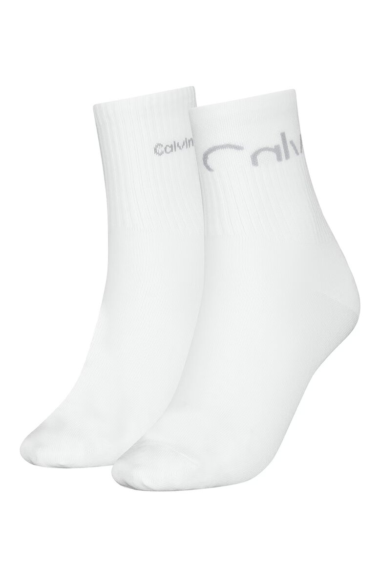 CALVIN KLEIN Дълги чорапи с лого - 2 чифта Бял