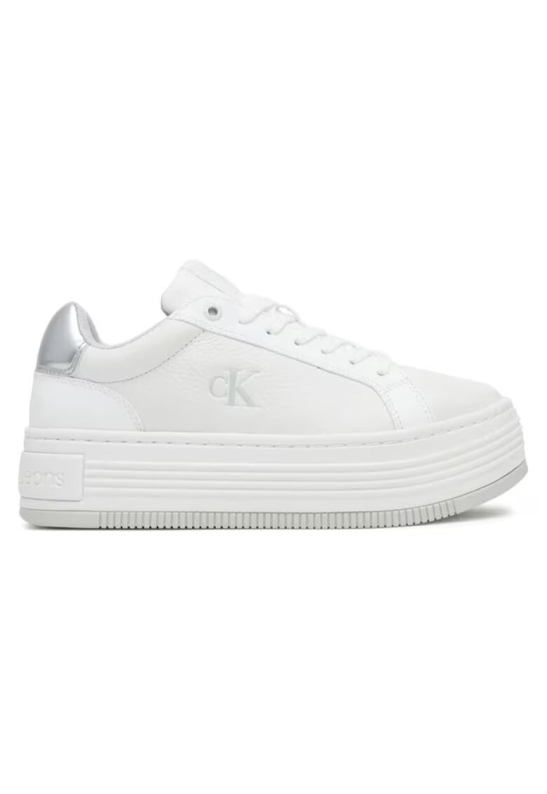 CALVIN KLEIN Дамски кецове Bold Flat Low MG с дантела - YW0YW01766-0LI - бели