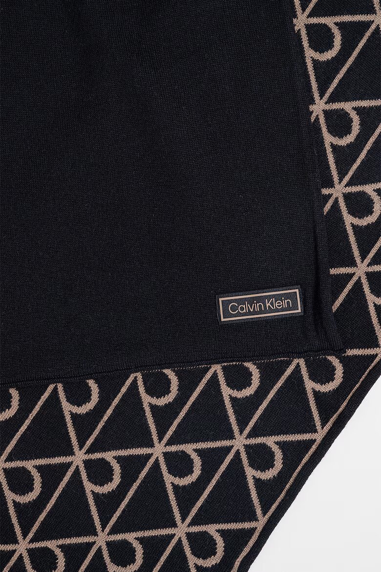 CALVIN KLEIN Двулицев шал Emblem Черен
