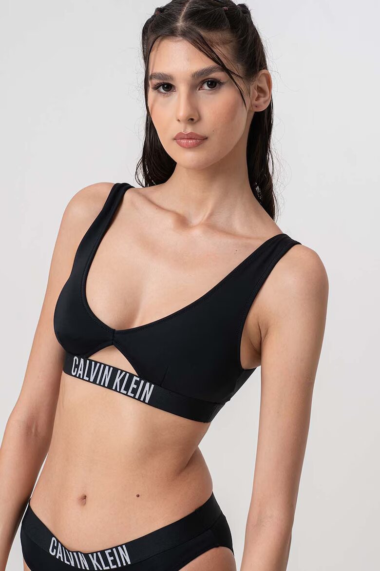 CALVIN KLEIN Горен бански с лента с лого Черен