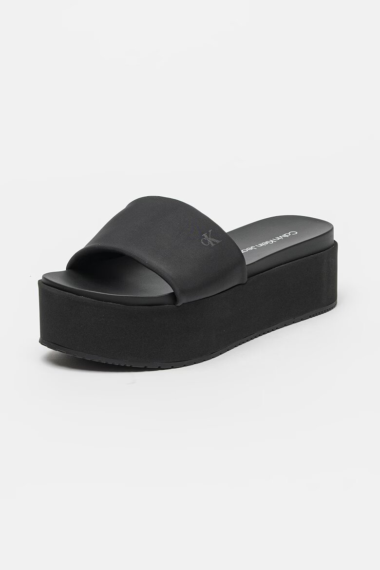 CALVIN KLEIN JEANS Чехли с равна платформа Черен