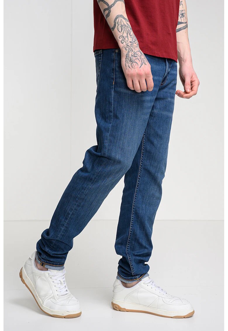 CALVIN KLEIN JEANS Дънки с лого и изчистен десен - Син