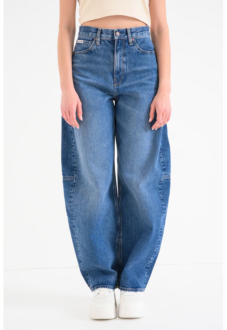 CALVIN KLEIN JEANS Дънки с висока талия - Син меланж