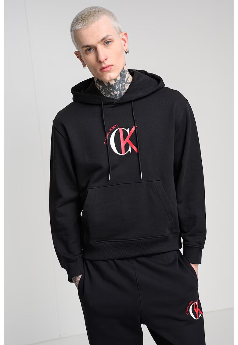 CALVIN KLEIN JEANS Худи с джобове кенгуру - Черен