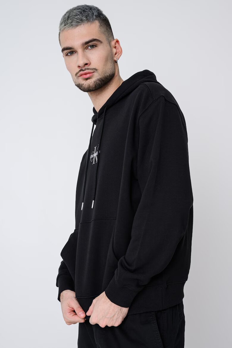 CALVIN KLEIN JEANS Худи с лого и джоб кенгуру Черен
