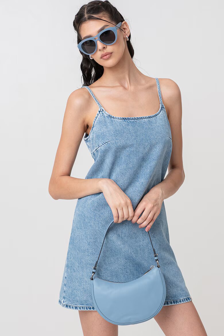CALVIN KLEIN JEANS Къса дънкова рокля с цип - Светлосин