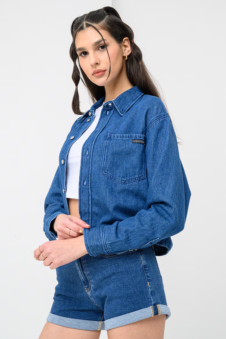 CALVIN KLEIN JEANS Къса риза от деним с джоб на гърдите