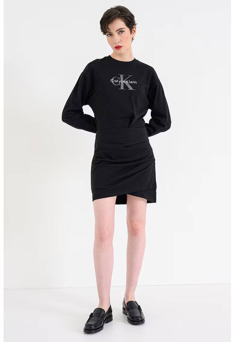 CALVIN KLEIN JEANS Къса рокля с дизайн 2 в 1 - Черен/Tъмносив