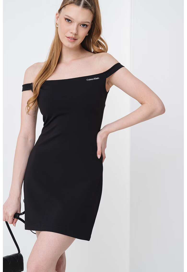 CALVIN KLEIN JEANS Къса рокля с голи рамене и лого