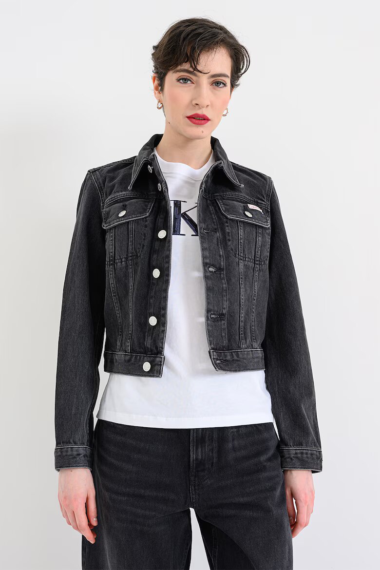 CALVIN KLEIN JEANS Късо дънково яке Избеляло черно