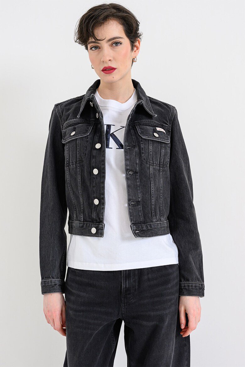 CALVIN KLEIN JEANS Късо дънково яке Избеляло черно