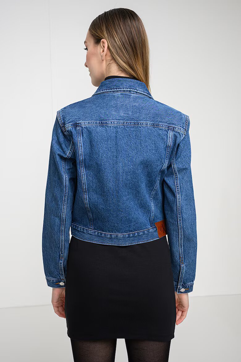 CALVIN KLEIN JEANS Късо дънково яке с джобове Син меланж