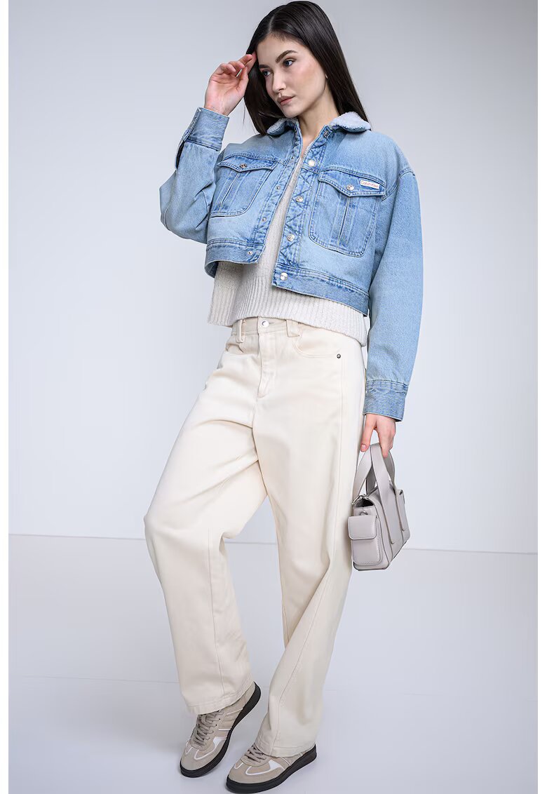 CALVIN KLEIN JEANS Късо свободно яке от деним - Светлосин