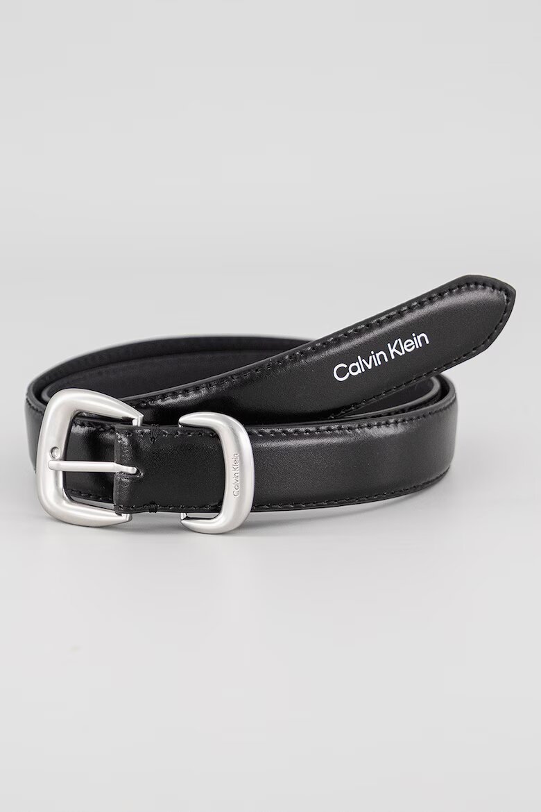 CALVIN KLEIN JEANS Кожен колан с метална тока Черен
