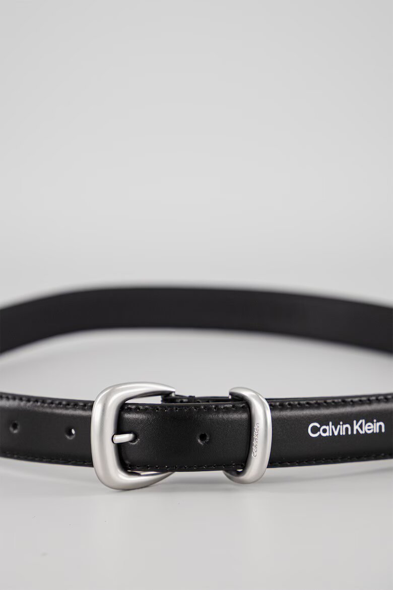 CALVIN KLEIN JEANS Кожен колан с метална тока Черен