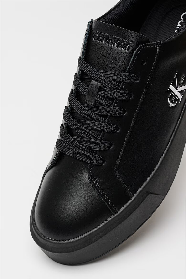 CALVIN KLEIN JEANS Кожени маратонки Basket Cupsole Черен