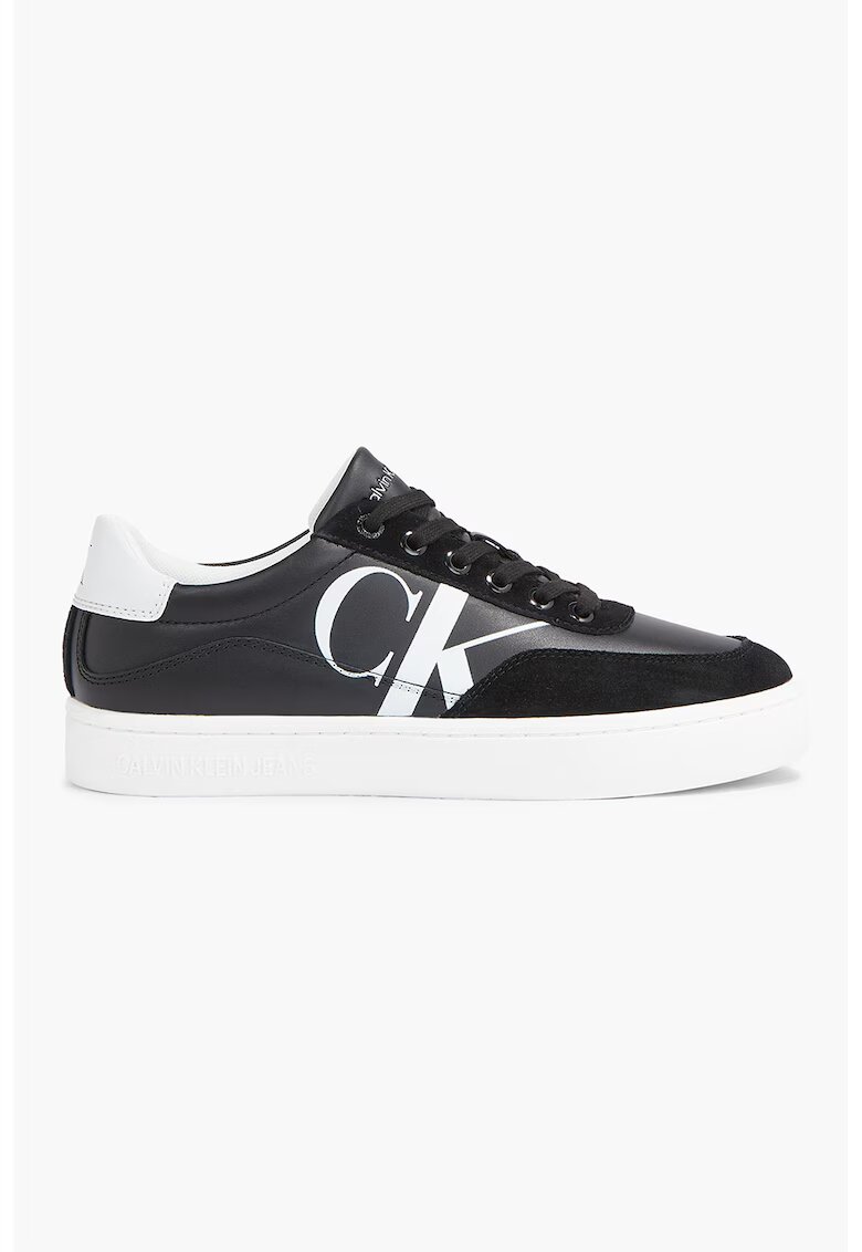CALVIN KLEIN JEANS Кожени спортни обувки с велур
