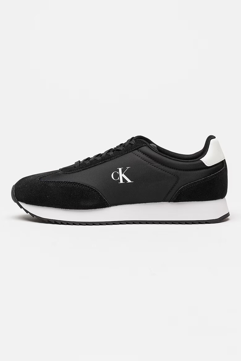 CALVIN KLEIN JEANS Маратонки под глезена Retro Runner с велур Бял/Черен