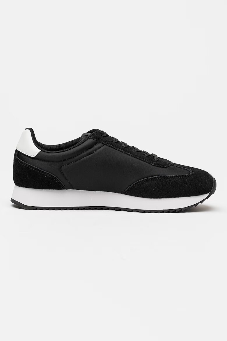 CALVIN KLEIN JEANS Маратонки под глезена Retro Runner с велур Бял/Черен