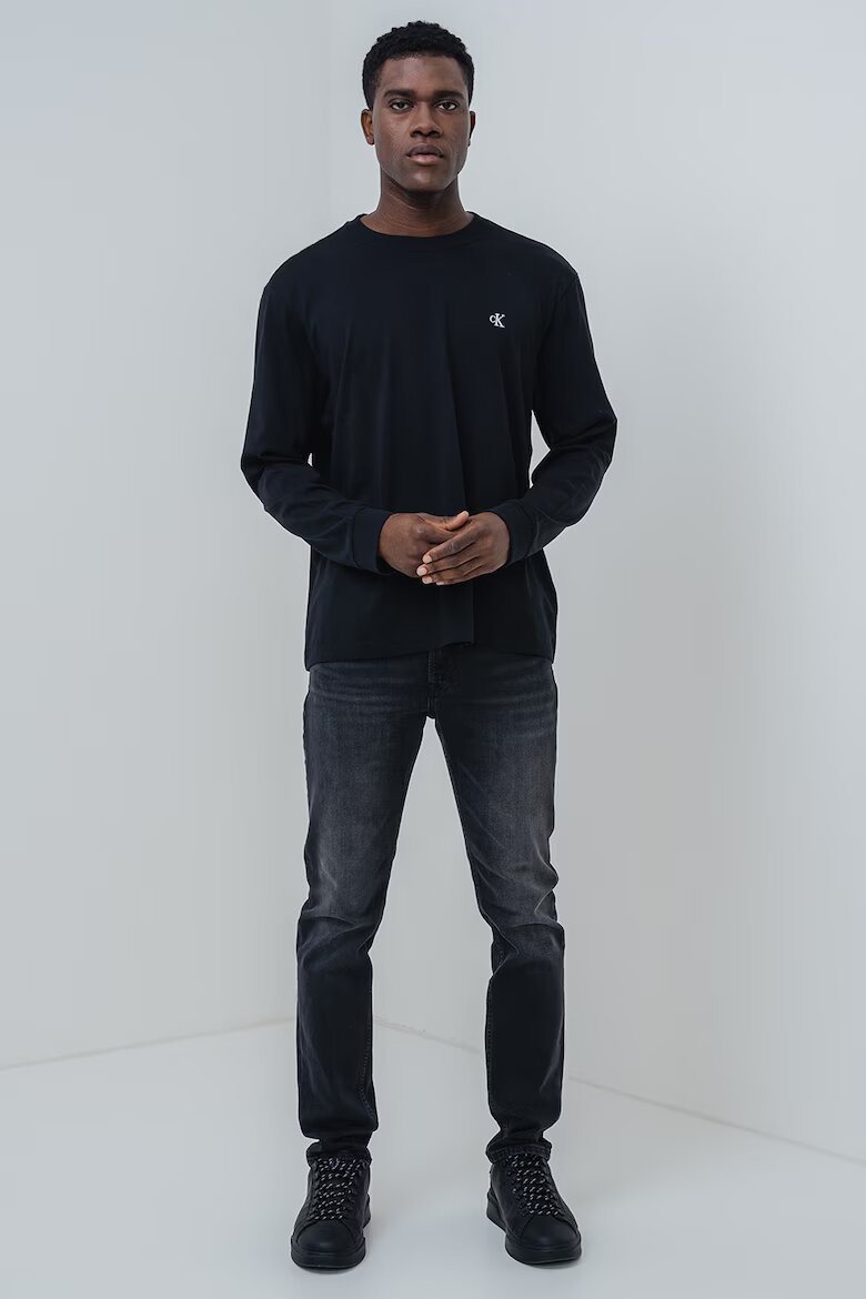 CALVIN KLEIN JEANS Памучна блуза с лого Черен