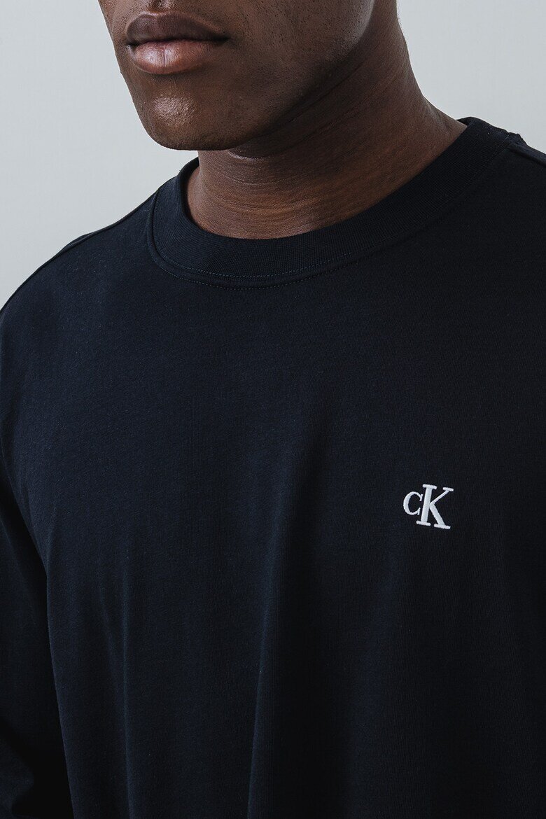 CALVIN KLEIN JEANS Памучна блуза с лого Черен