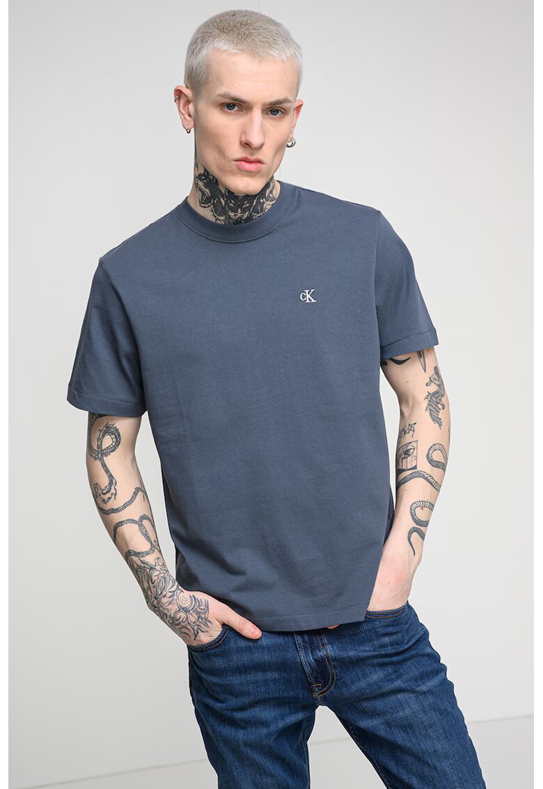 CALVIN KLEIN JEANS Памучна тениска с овално деколте