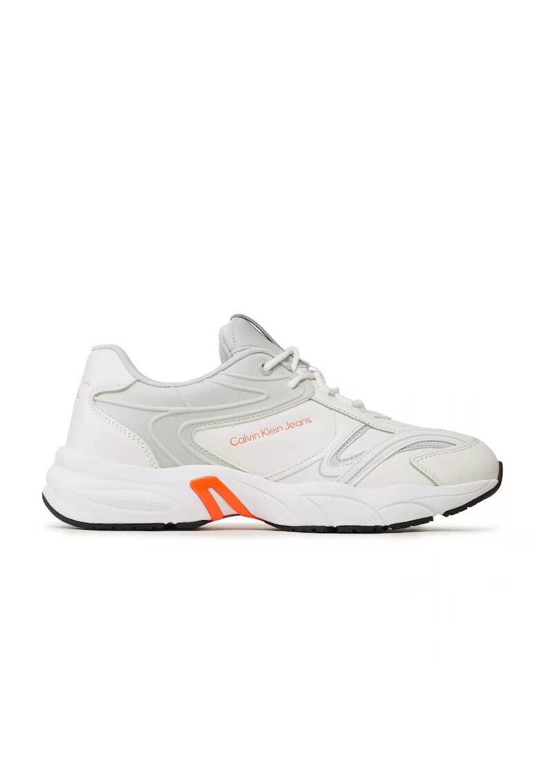 CALVIN KLEIN JEANS Pantofi sport Retro High/Low Frequency YM0YM00637 - Бял/Сив