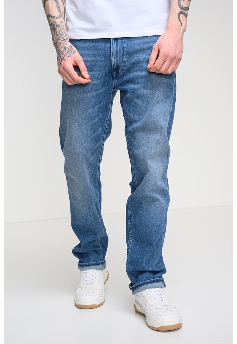 CALVIN KLEIN JEANS Прави дънки с лого - Светлосин