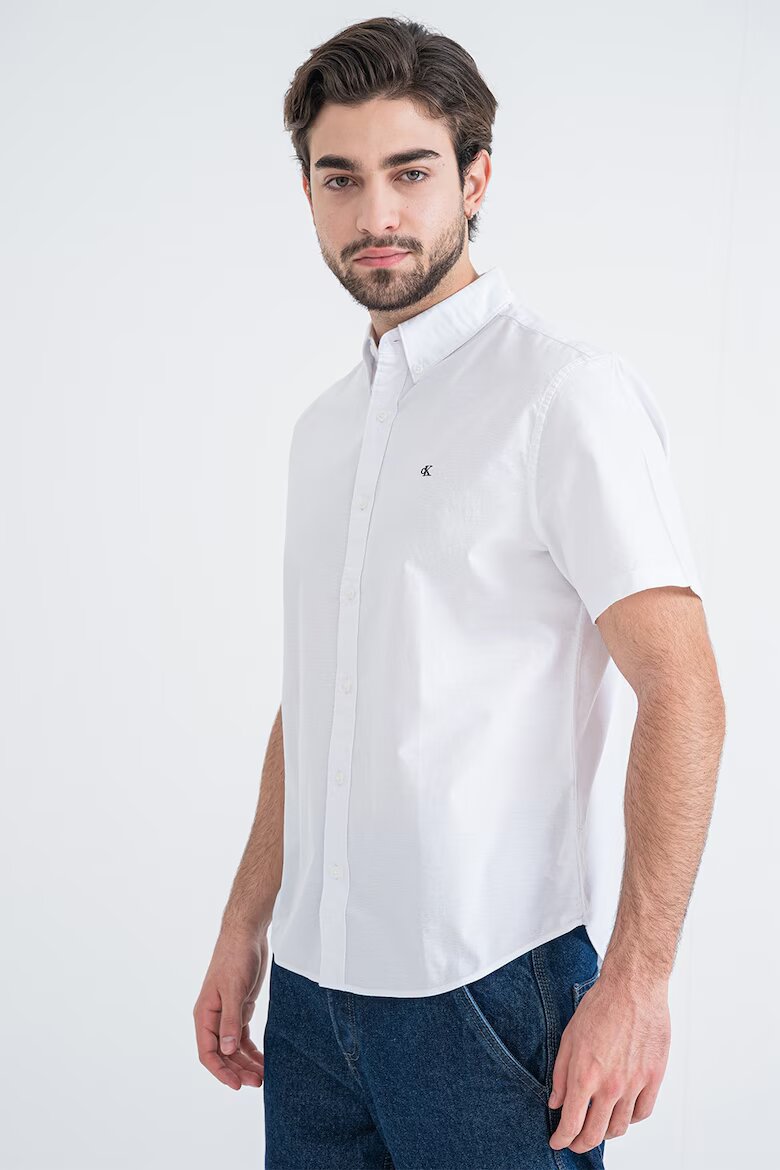 CALVIN KLEIN JEANS Риза с къси ръкави и лого Бял