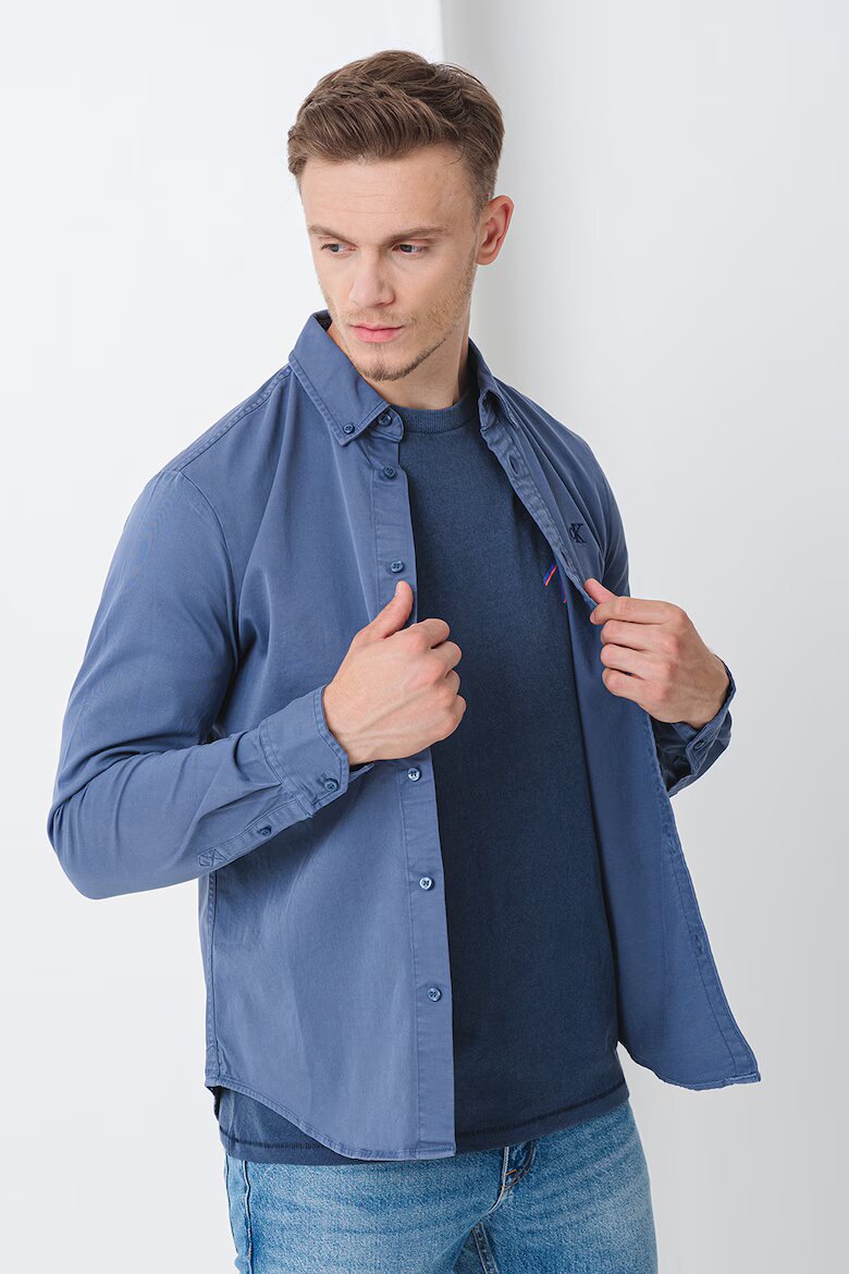 CALVIN KLEIN JEANS Риза с лого Прашно синьо
