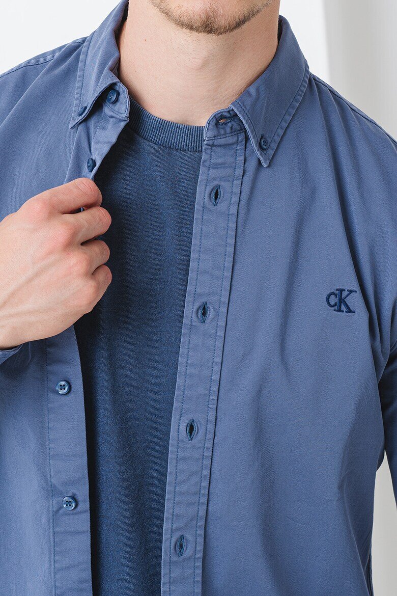CALVIN KLEIN JEANS Риза с лого Прашно синьо