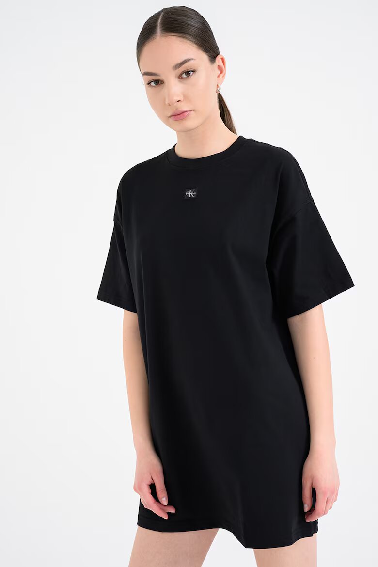 CALVIN KLEIN JEANS Рокля с къси ръкави Антрацитно черно