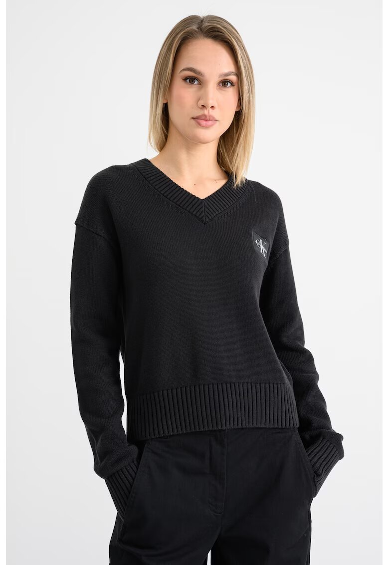 CALVIN KLEIN JEANS Шпиц пуловер с паднали ръкави