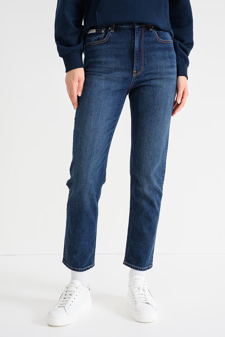 CALVIN KLEIN JEANS Скъсени прави дънки Тъмносин