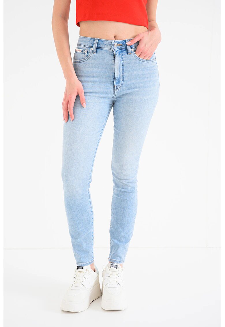 CALVIN KLEIN JEANS Скини дънки с висока талия - Светлосин