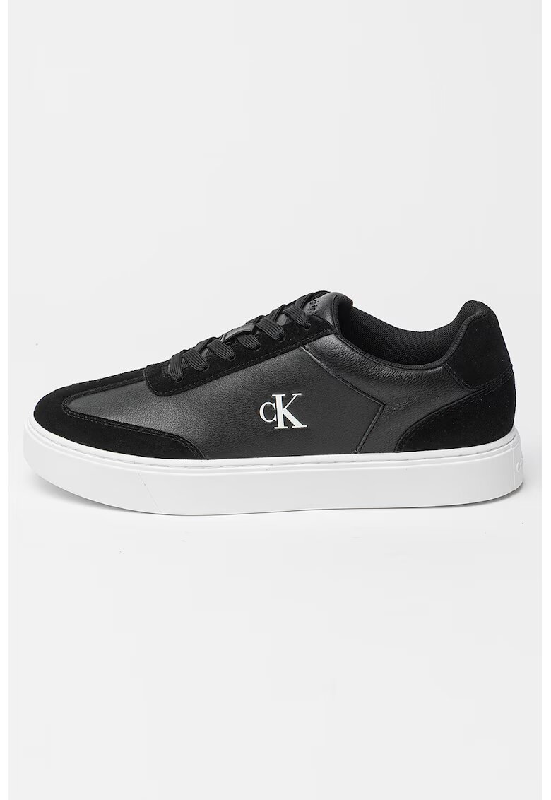 CALVIN KLEIN JEANS Спортни обувки от кожа и велур - Черен/Бял