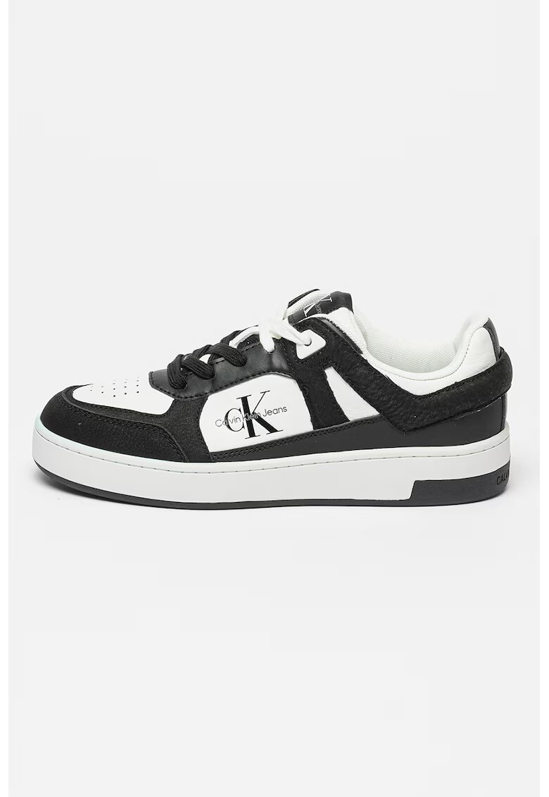 CALVIN KLEIN JEANS Спортни обувки с кожа и нисък профил - Бял/Черен