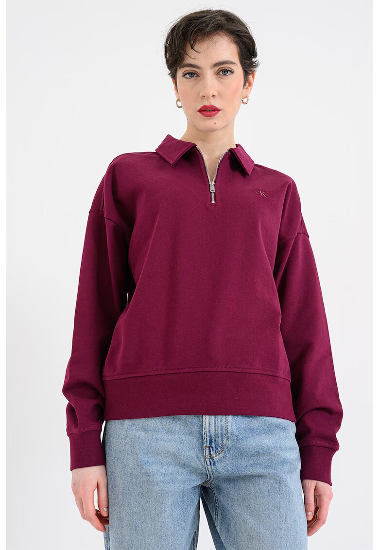 CALVIN KLEIN JEANS Суитшърт с къс цип и яка