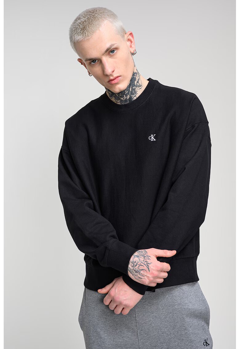 CALVIN KLEIN JEANS Суитшърт с памук - Избеляло черно