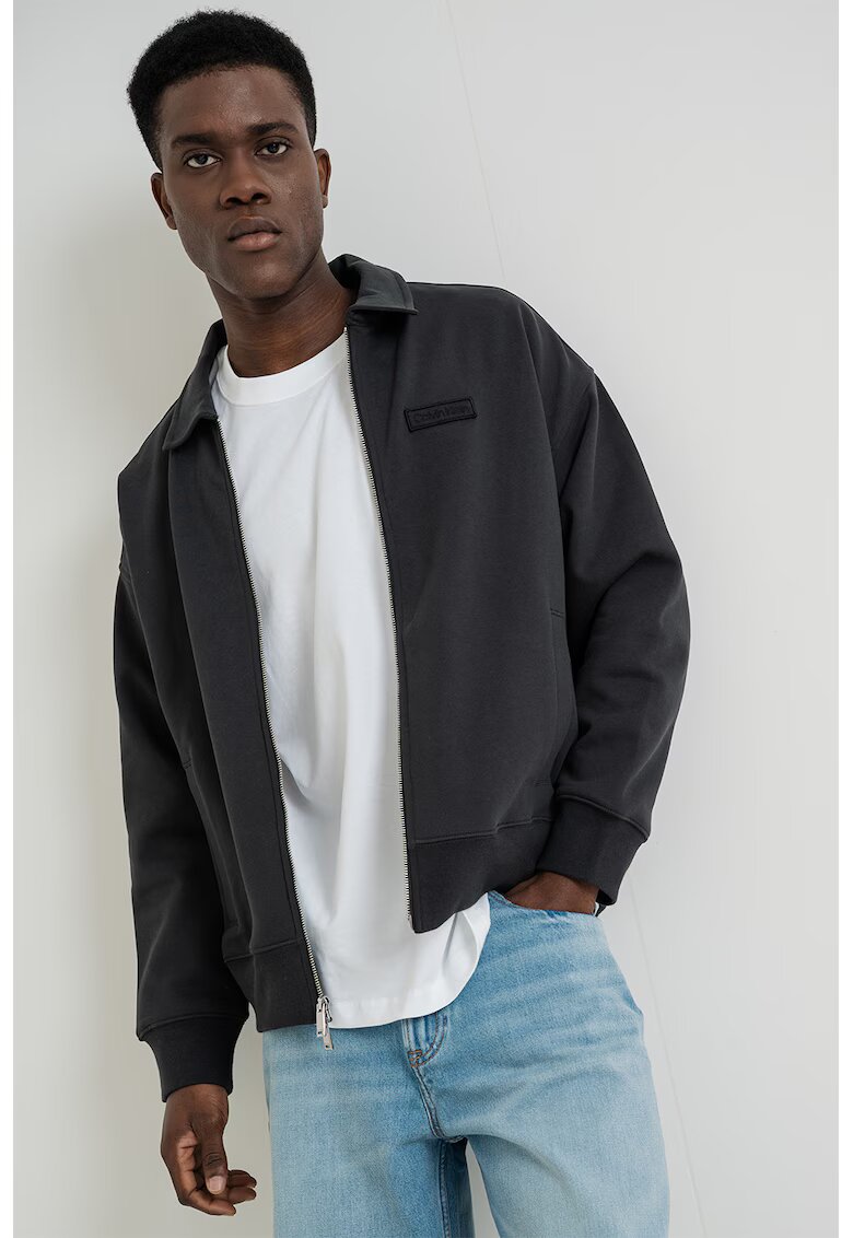 CALVIN KLEIN JEANS Суитшърт с цип и класическа яка