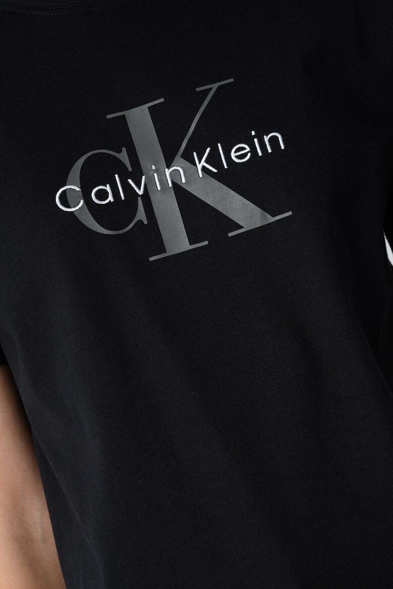 CALVIN KLEIN JEANS Свободна тениска с лого Черен/Светло сив/Бял